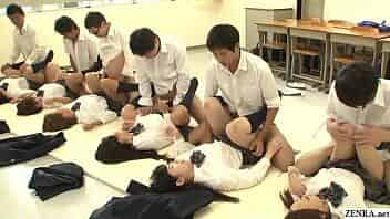 Future Japan mandatory sex in school featuring many virgin having missionary sex with classmates to help raise the population in HD with English subtitles video