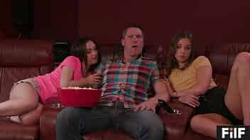 FILF - Liza And Lily Share Stepdad's Dick During A Boring Movie video