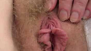 Hairy pussy and clitoris closeup. Mature bbw gently fingering vagina. Amateur. video