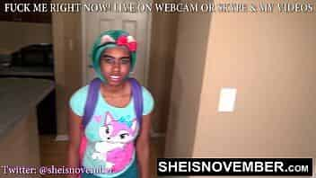 Devious Ebony Student Sheisnovember Who Ditched Class Was Finally Caught By Her Stepdad, Teaching His Stepdaughter A Lesson With Kneeling Blowjob, Big Brown Asshole Spreading, And Hardcore Cowgirl Straddling on Msnovember video