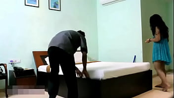 Indian Bhabhi In Blue Lingerie Teasing Young Room Service Boy video